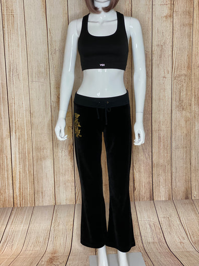 Velvet Embossed Gold Skulls Track Bottom